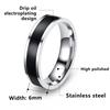 Simple Black And White Plated Titanium Steel Couple Rings 6mm Drip Oil Design