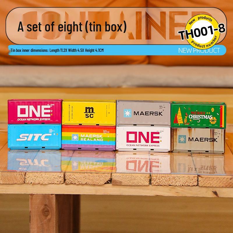 Miniature Tinplate Shipping Container Display Box for Figurines - Trendy Collectible Ornament & Storage Gift