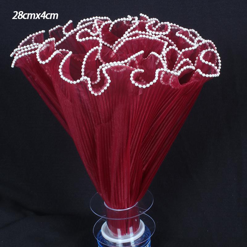 petite28X400cm Flower Wrapping Paper Pearl Packaging Material Supplies Wave Yarn Lace Mesh Florist Bouquet Party Valentine Gift