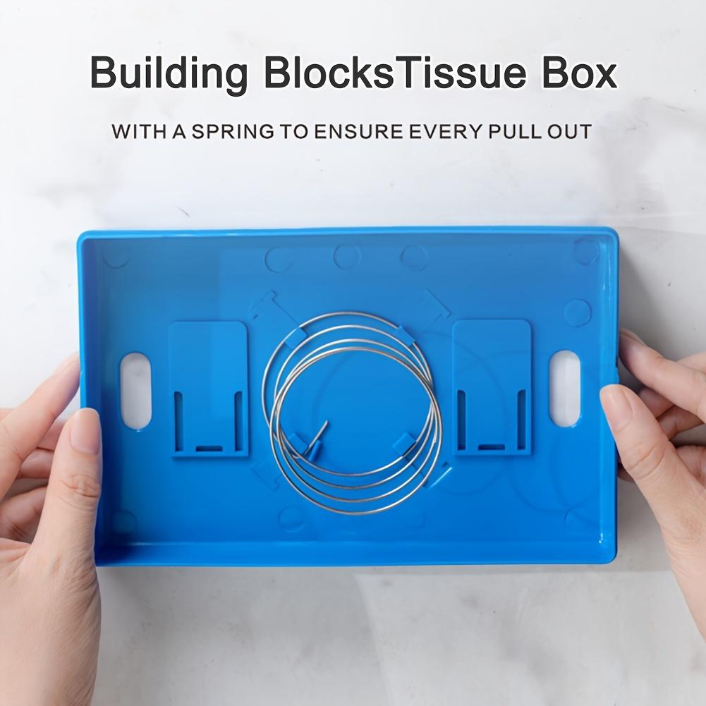 Building Block Design Tissue Box Tissue Holder With Spring Tissue Storage Box for Bathroom Living Room Bedroom Vanity Countertop