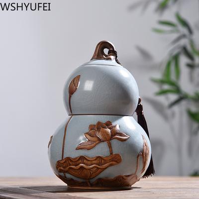 Chinese Large Capacity Ceramic Tea Cans Travel Tea Bag Storage Box Portable Sealing Stoneware Container Tea Set Accessories