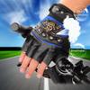 Studded Half-Finger Fingerless Driving Cycling Gloves Fall-proof Cool Skull Studded Summer Armor Hip-Hop Rock and Roll