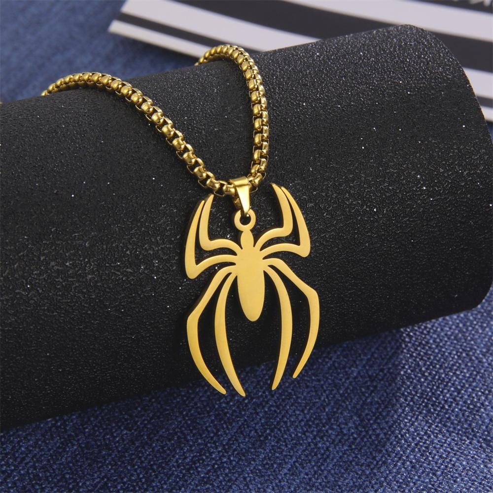 Mode Spinne Anhänger Halskette Männer Frauen Spinne Halskette Männlich Halsband Box Kette Edelstahl Schmuck Geschenke Punk
