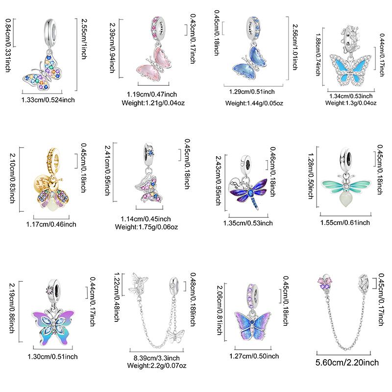 Original Copper Charms Beads Glowing Luminous Bee Firefly Butterfly Pendant For Bracelet Bangle Charm Diy Jewelry