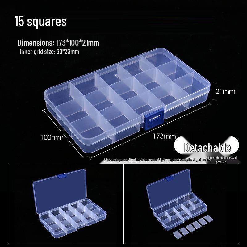 Transparent Multi-Compartment Storage Box for Electronic Components and Small Accessories