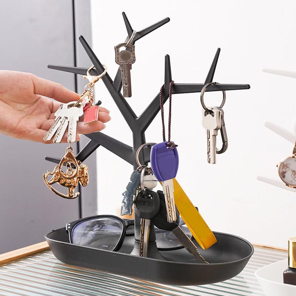 Creative tree shaped jewelry display rack, desktop key holder, earrings, rings, watches, multifunctional storage hanging rack