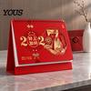 Monthly Planner 2025 Year of The Sheep Desk Calendar, Thickened Cardboard Triangular Base Hollow Hot Stamping Calendar & Coil Binding Planner, Smooth