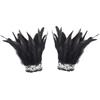 Women Natural Fur Feather Cuffs Sexy Cuffs With Feathers Feather Cuff Snap Bracelet Sleeves Wrist Arm Removable Shirt