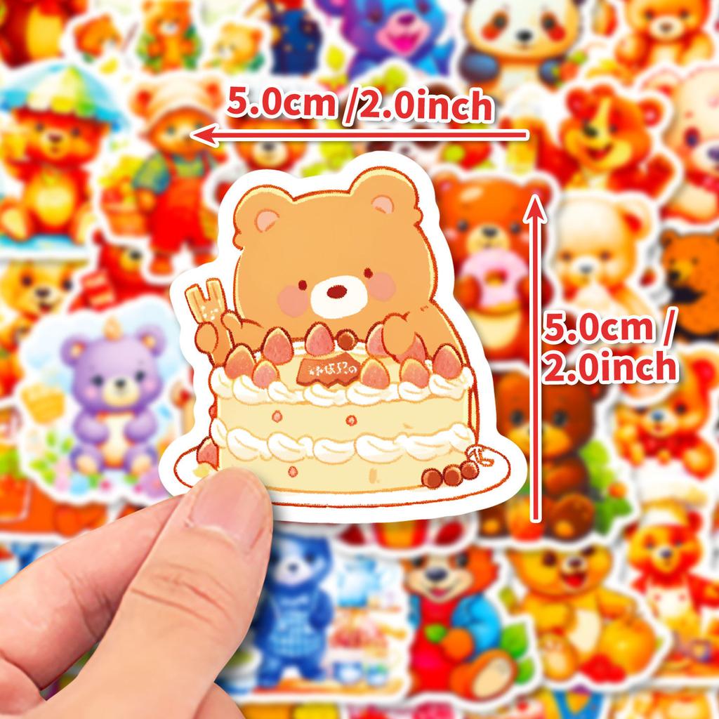 50 Autocollants pour Autocollants Nourriture Ours Mignon Petit Ours Décoration Créative DIY Autocollants Guka Autocollants Étanches