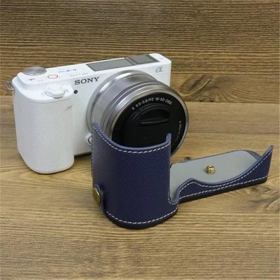 ZVE10 Camera Bag Case PU Leather Half Body Cover for Sony ZV-E10  ZVE10 Bottom Cases With Hand Strap
