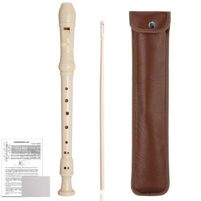 Everjoys German-Style C Key Sopranino Recorder ABS Resin 8-Hole Full-Size Flute 3-Piece Set Detachable Cleaning Rod Fingering Chart Leather Storage