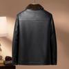Winter Faux Leather Motorcycle Jackets for Men Warm Bomber Jacket Vintage Coats Outwear Men's Casual PU Leather Outwear Jacket With Faux Fur Lined