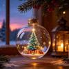 Garden Holiday Ornaments Glowing Christmas Story Ornament, Light-Up 3D Hanging Ball with Warm LED, Mini Wall Decor Scene Clear Decoration for