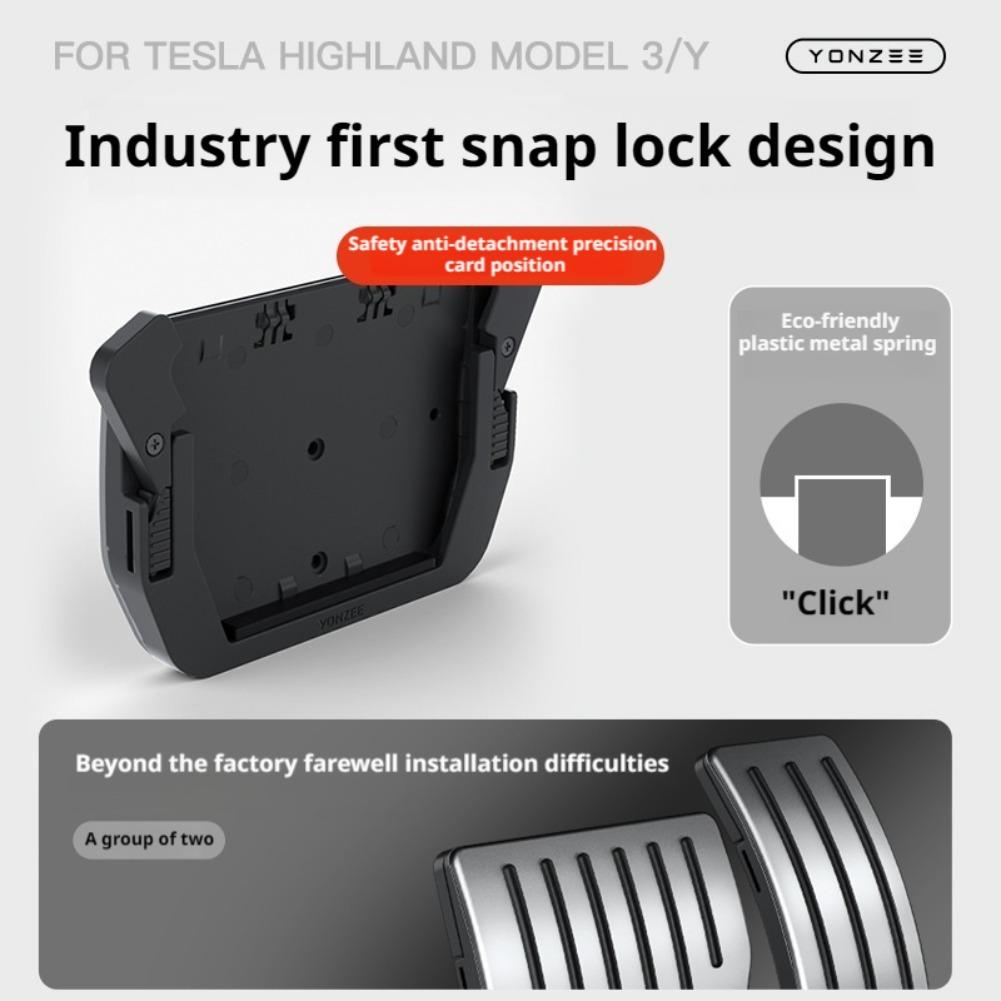 Yz For Latest Tesla Model 3 Y Highland Juniper - Foot Pedals Snap-Fit Install Alloy Gas Fuel Brake Accelerator Pedal Cover