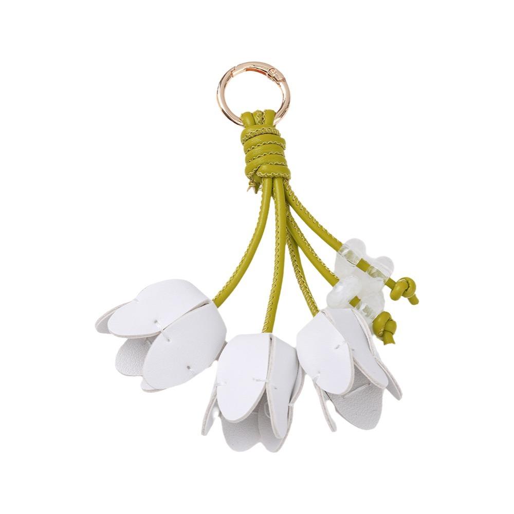 Tulip Shape Bag Charm Gold Tone Decorative Charm Elegant Keychain Pendant Gift Accessory