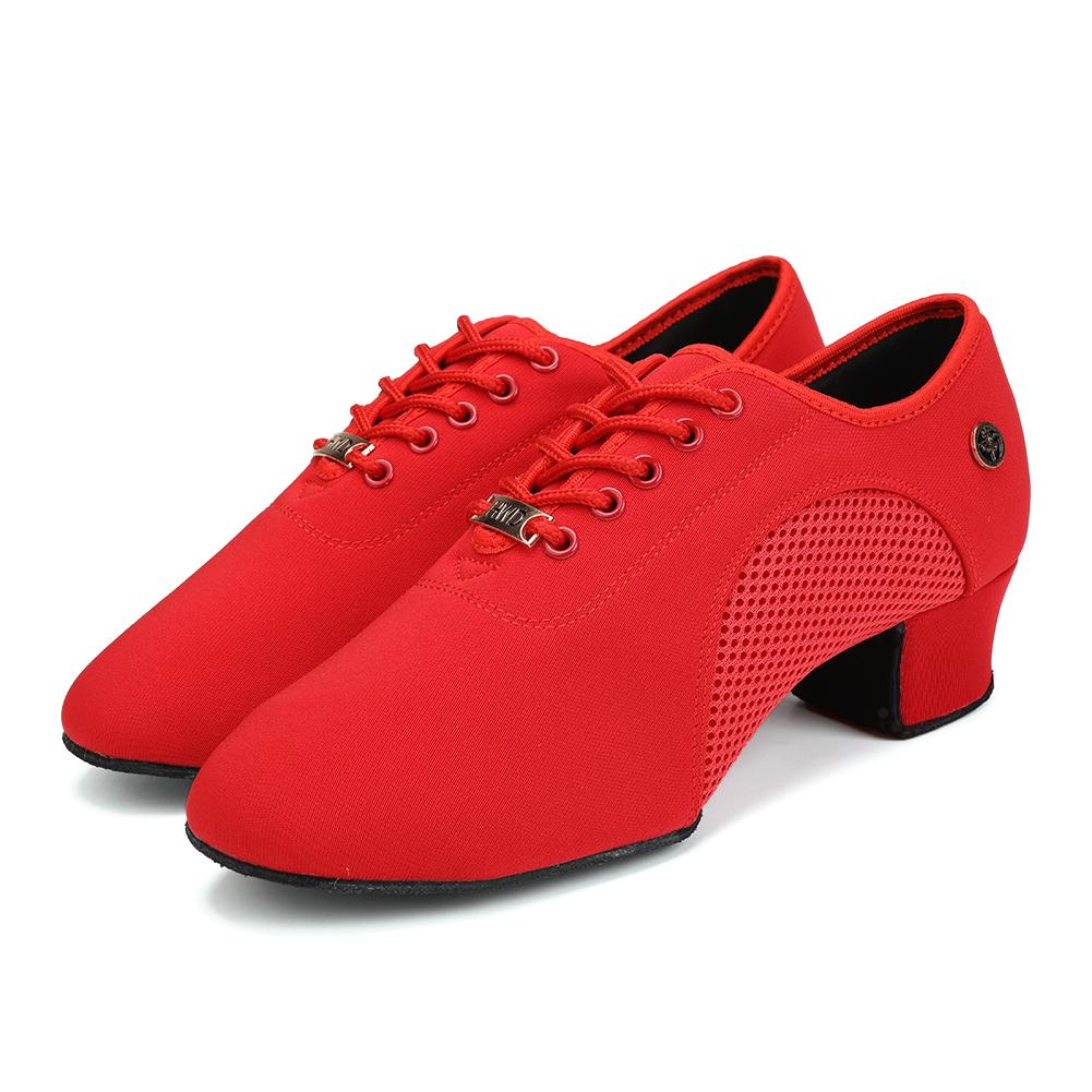 Scarpe da ballo latino in tessuto Oxford per ballo quadrato Scarpe da ballo traspiranti Scarpe da ballo da competizione per ballo jazz da sala per adulti da donna
