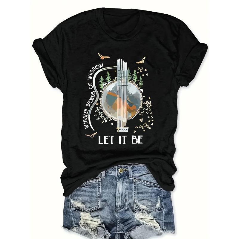 Европейский размер Женский Элегантный Полиэстер Принт с Буквами Круглый Вырез Длинный Рукав Повседневный Топ Вязаная Ткань 180 г/м² Все Сезоны Обычная Длина Весна Осень Мода S