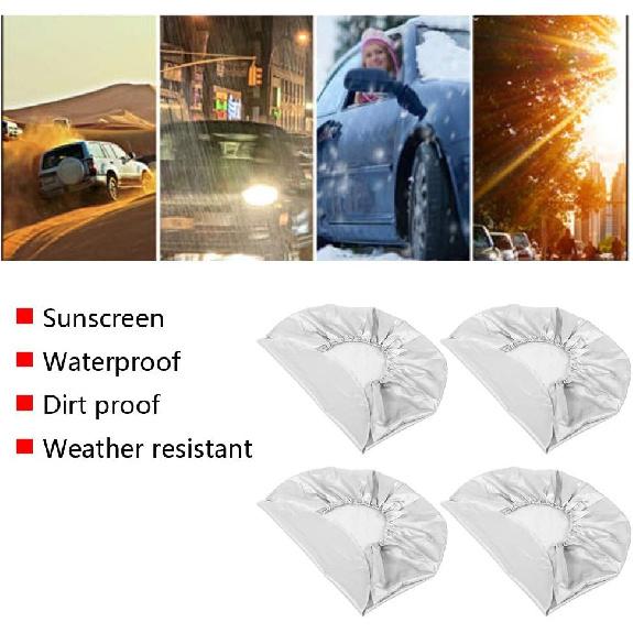 RV Tire Cover, Pack of 4 Polyester Fiber 27"-29" Wheel Tyre Protector Case Dirtproof Sun Rain Snow Protector Wheel and Tire Cover Replacement for Car