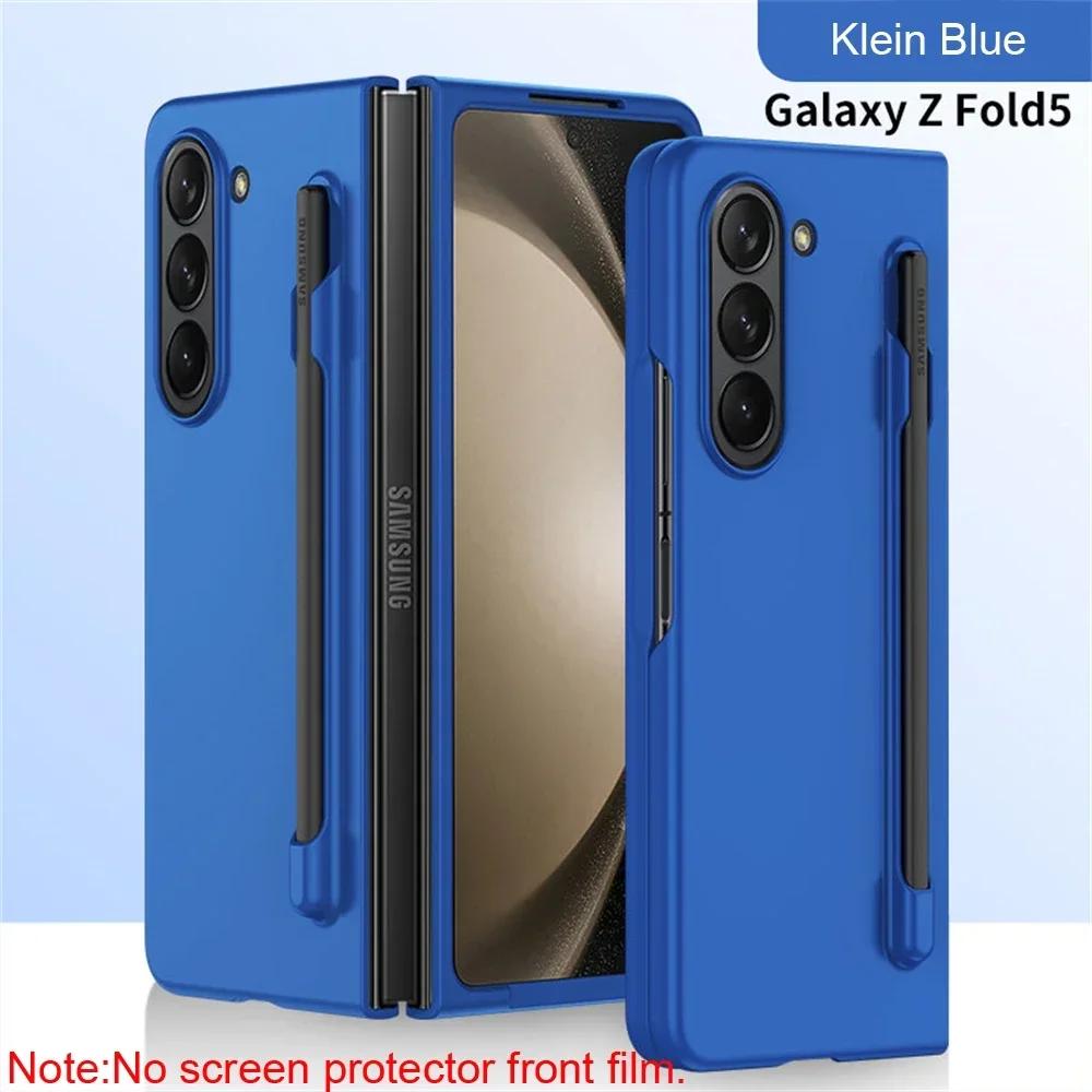 

Ультратонкий чехол для телефона Samsung Galaxy Z Fold 7 6 5 4 3 со слотом для стилуса, подставкой, пластиковый складной противоударный защитный жесткий чехол Galaxy Z Fold7 синий