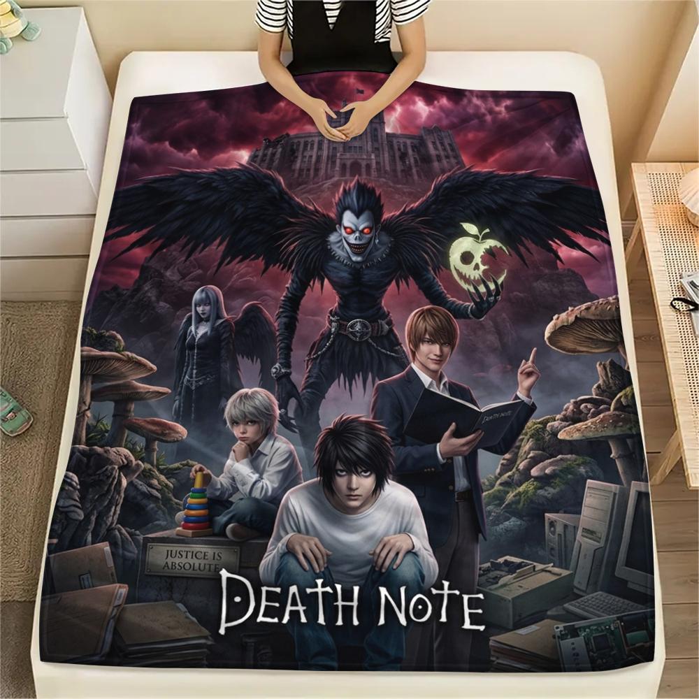 Death Note Flannel Blanket Trendy Print Fit For Bed Sofa Bedroom Chair Picnic Travel -HE5