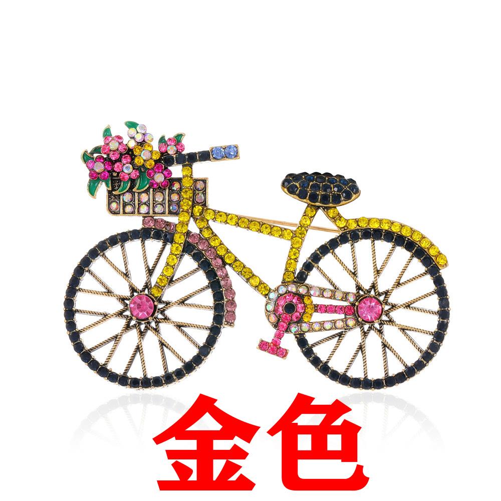 Wuli&baby Shining Bicycle Brooches For Women Unisex 2- Beautiful Taking Flowers Bike Brooch Pins Gifts