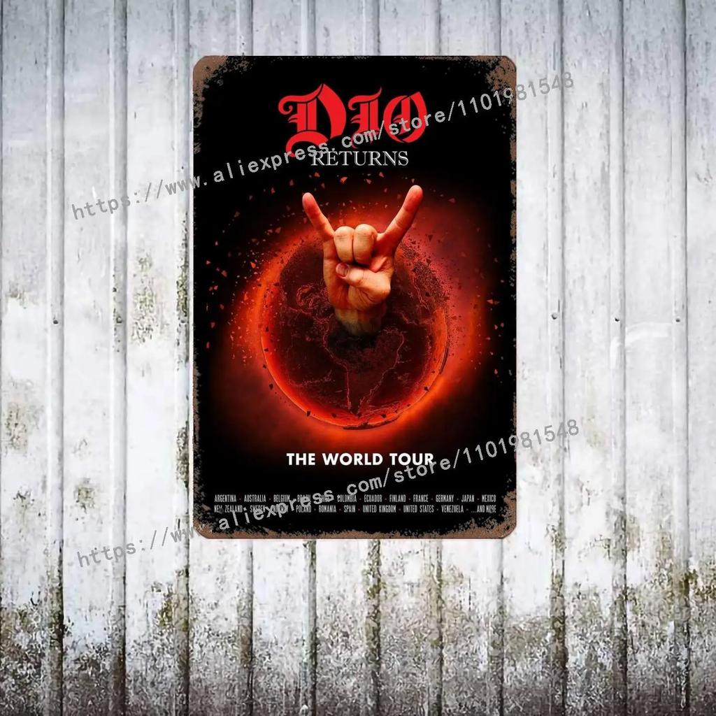 Dio Bands Metal Decor Poster Vintage Tin Sign Metal Sign Decorative Plaque for Pub Bar Man Cave Club Wall Decoration