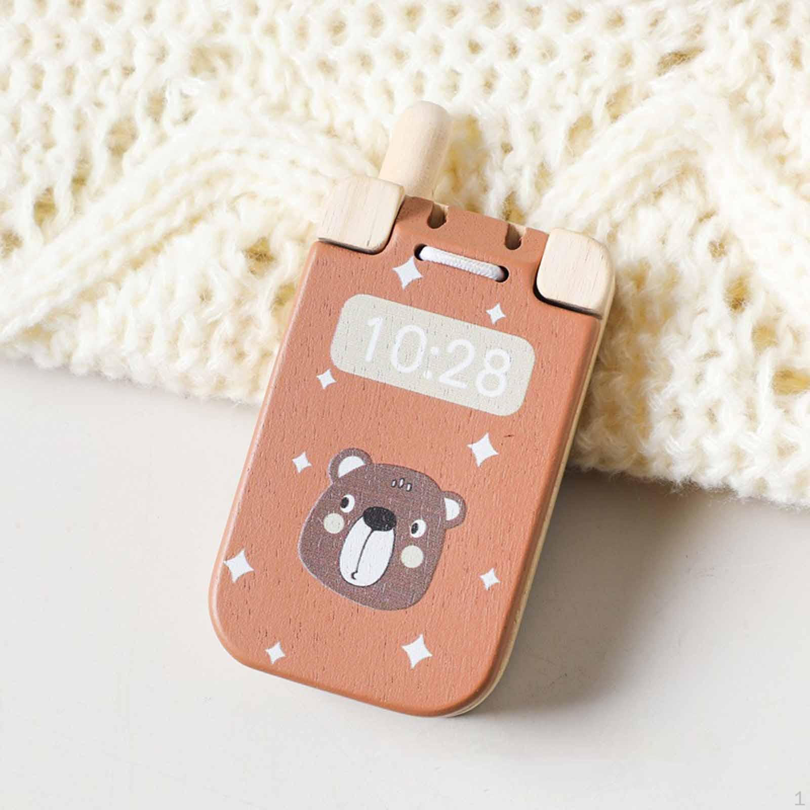 Wooden Cell Phone Toy,Educational Birthday Gift Smartphone Toy Flip Pretend Functional Buttons for