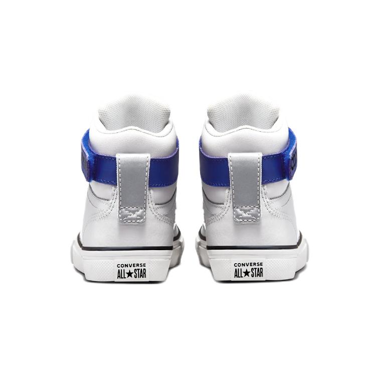 Converse Pro Blaze Strap Casual Abrasion Resistant High top Skateboard Shoes Silver Gray Kids' 672123C
