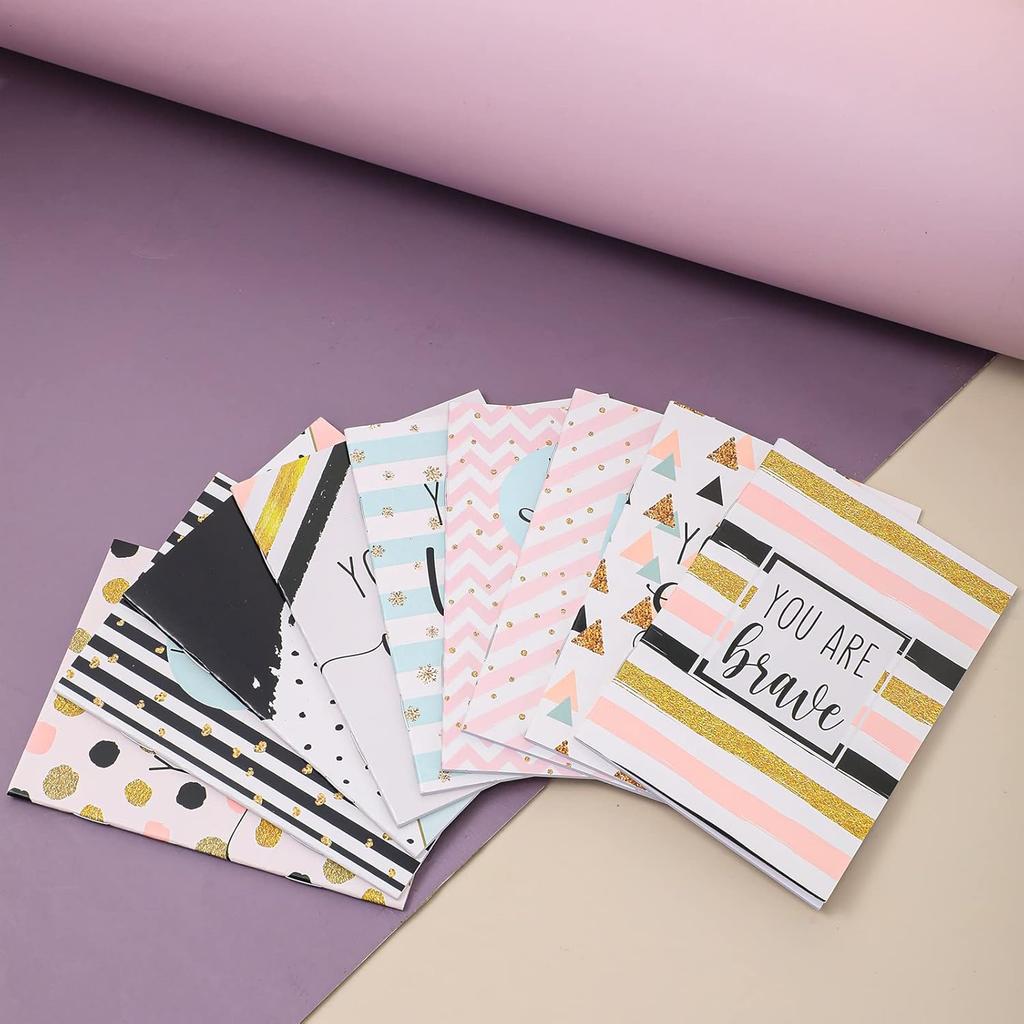 Sherr 72 Pcs Inspirational Notepads Party Favors Mini Motivational Journal Notebook Glitter Lines and Dots Inspiring Small Pocket Notepads Bulk for