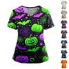 Women's Fashion V-Neck Short Sleeve Overalls With Pockets  Print Tops  Clothes
