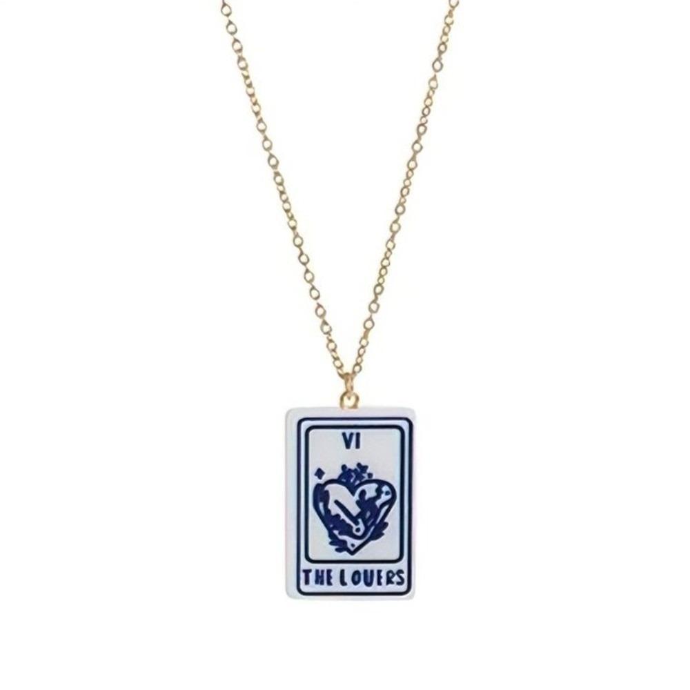 World Rectangle Pendant Necklace Sun Lovers Chain Trendy Enamel Moon Chain Choker  Daily