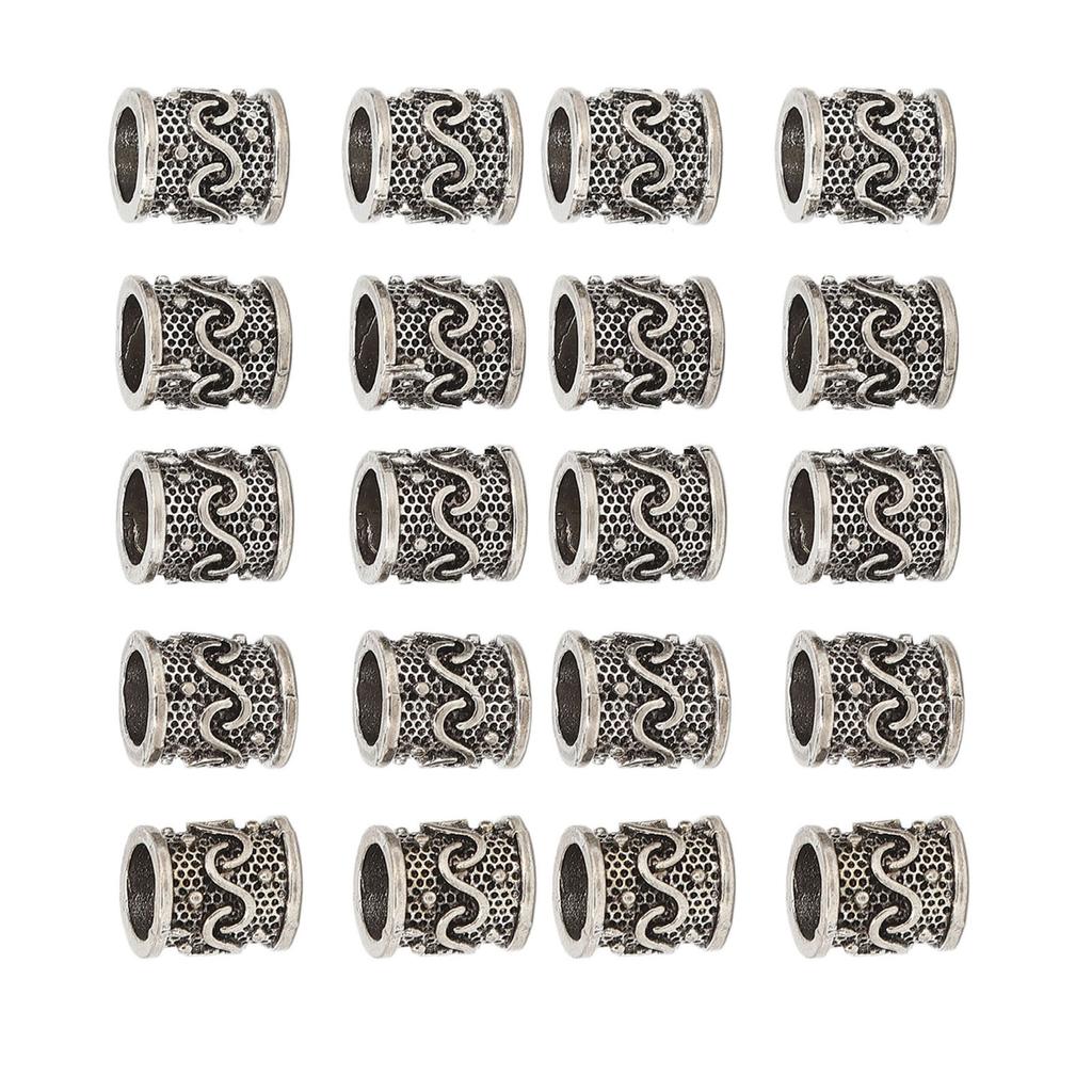 20 stk Legering Skjeggperle Retro DIY Hårrør Dreadlocks Perler for Hårfletting Armbånd Halskjede