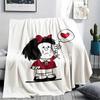 1PC Mafalda Print Flannel Blanket, High Quality All Seasons, Home Decor, Warmth and Comfort, Perfect for Christmas Gifts