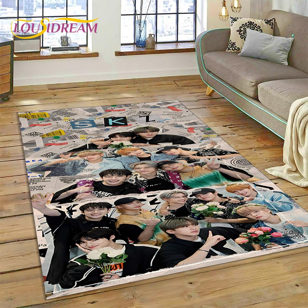 HD Korea Kpop Stray Kids 3D Singer Rug Carpet for Living Room Bedroom Home Decor,Floor Mat Non-slip Decoration for Sofa Doormat