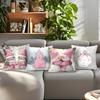 Home Decor Pink Gnome & Snowman Christmas Pillows Pattern Cushion Cover Suitable for Sofa Bedroom Car Pillow Cover