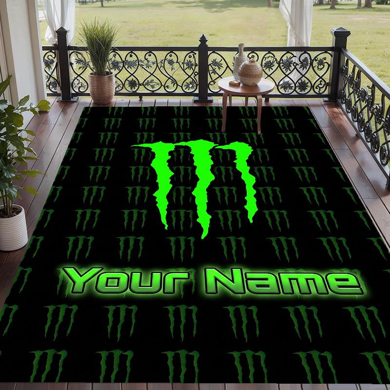Custom Text Printed Rug Monster Energy Non Slip Floor Carpet For Home Room Decor