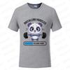 Funny Panda Gym Print T-Shirt Summer Tees for Men Women O-neck Casual Short Sleeve Weightlifting Installing Muscles Fashion Tops