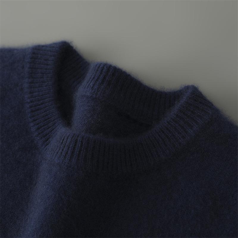 Men s Pure Wool Thick Round Neck Sweater for Autumn/Winter - Casual, Warm Knit Base Layer 2XL (80-90kg)