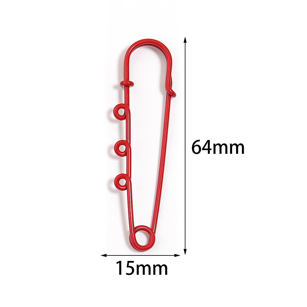 6pcs Safety Pins Brooch Blank Base Brooch Pins With 3 Loops Colorful Metal Pin DIY Brooch Charms For Jewelry Making Accessories