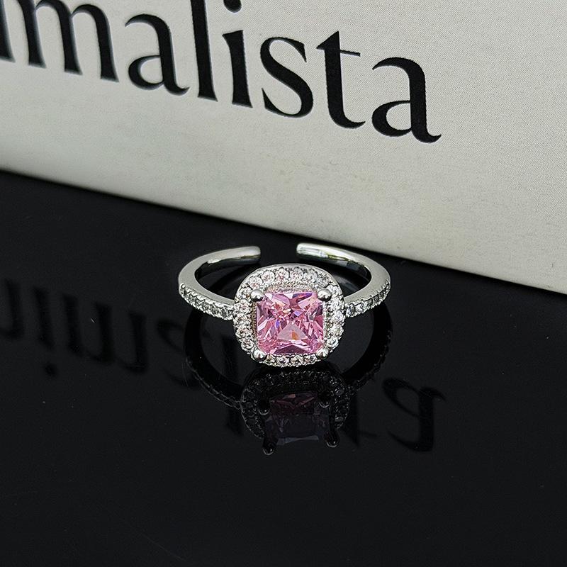 Atmospheric Luxury Colored Treasure Wings Flower Bow With Diamond Opening Ring Niche Stacked Ring Woman