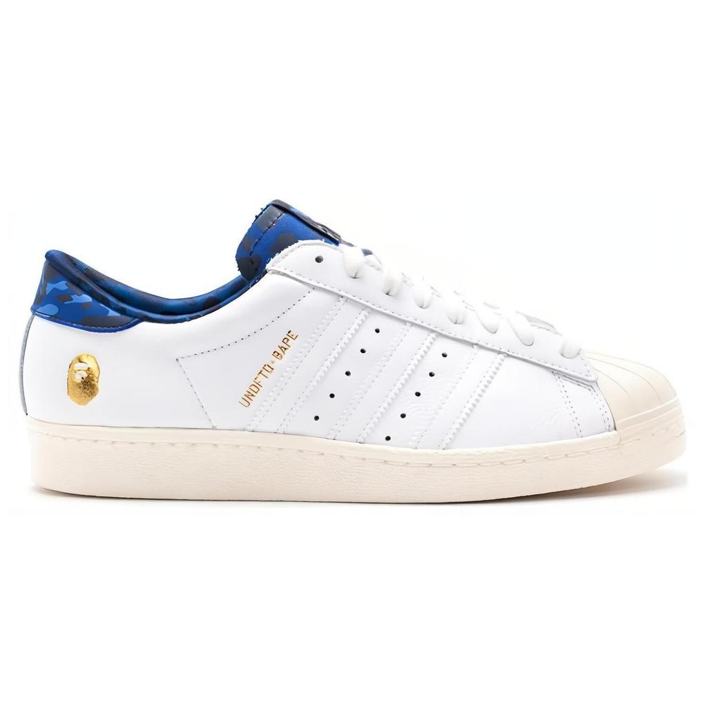 Superstar Undefeated x A Bathing Ape x Superstar Adidas Originalss 80v 'White Blue' B34292