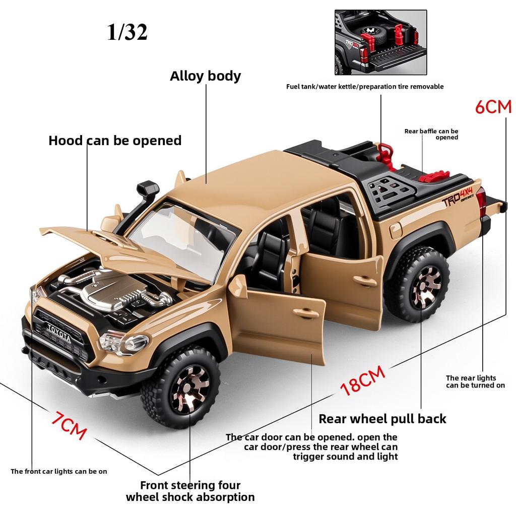 1/24 1:32  TACOMA Tundra Alloy Car Model Toy Diecast Metal Sound Light Pull Back Off-Road Pickup Vehicles Models Kids Gifts