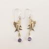 Natural Iolite Gemstone 925 Sterling Silver Jewelry Handmade Fish Earrings 2.17" EE-148-5