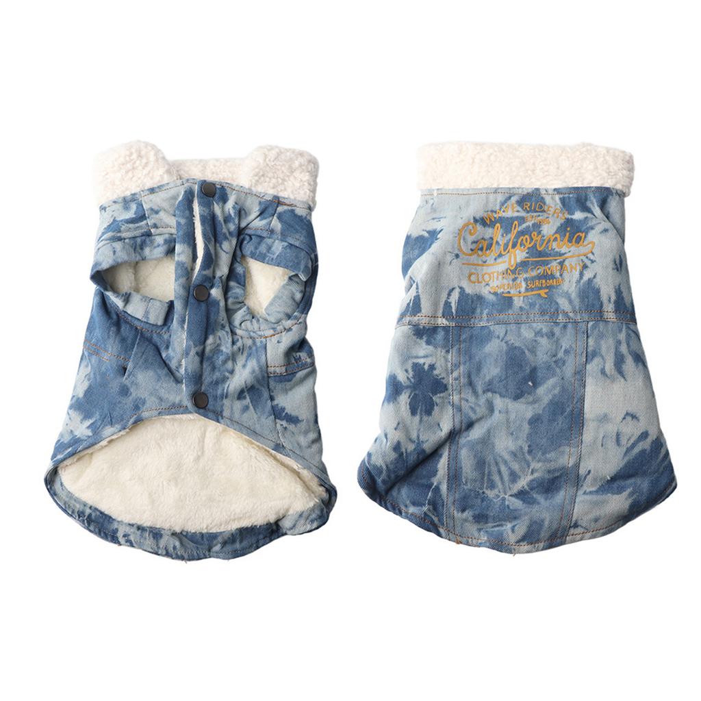 Autumn Winter Cotton Western Boy Blue Thicken Soft Comfortable Pet Clothes Warm Coat Clothing for DogsL