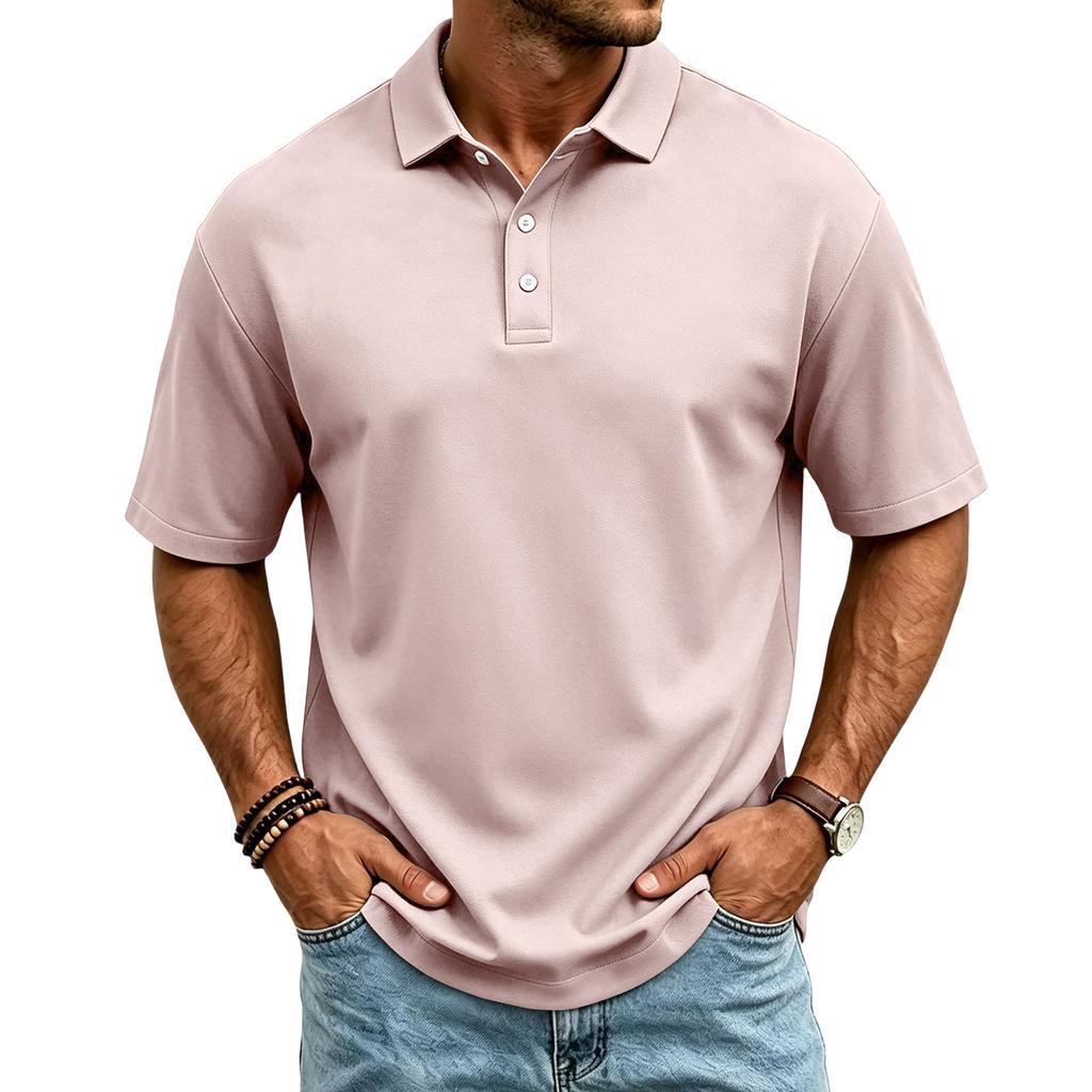 Men’s Casual Quick Dry Mesh Golf Polo Shirt Short Sleeve Lightweight Breathable Classic Fit Button Placket Top for Outdoor Sports Daily Wear