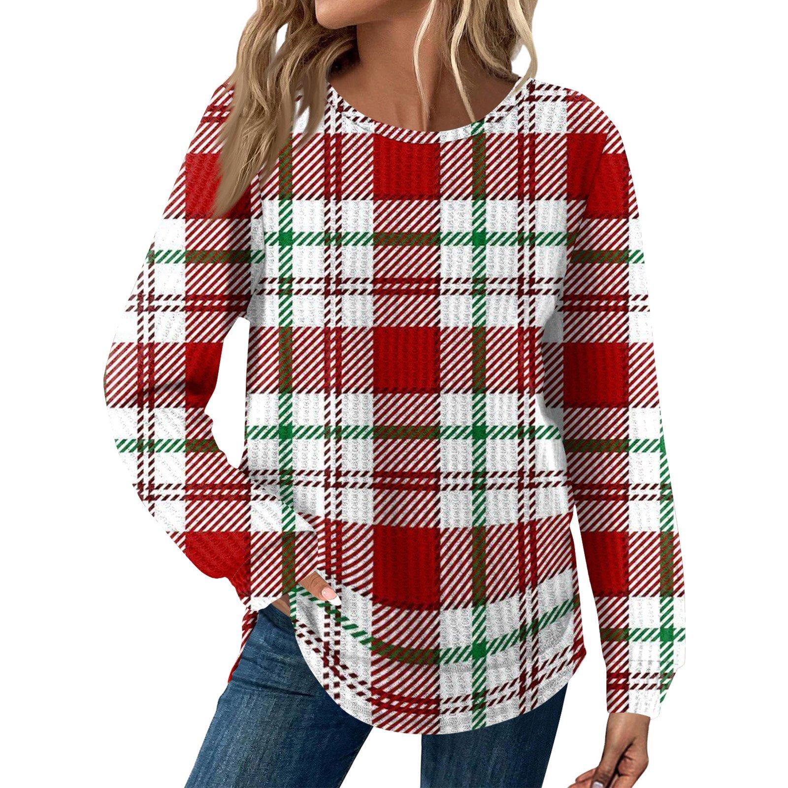 

Женская мода Свободный топ с длинным рукавом и круглым вырезом в повседневном стиле XL арбуз красный