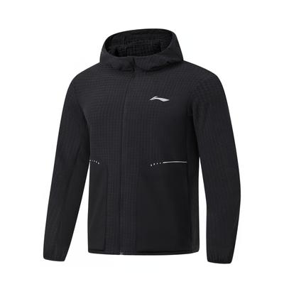 Li Ning Running Series Logo Print Reflective Fleece Thick Sports Jacket Men Jackets Black AFDT623-1