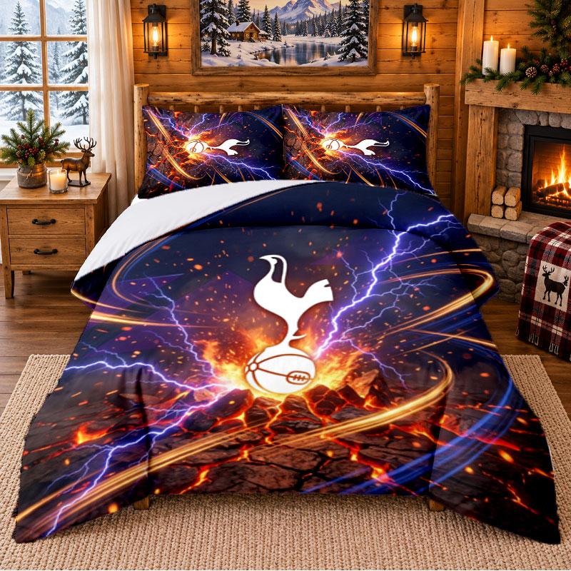 Printed 3Pcs Bedding Set Tottenham Hotspur Pattern Bed Sheet Pillowcase For Bedroom Decor