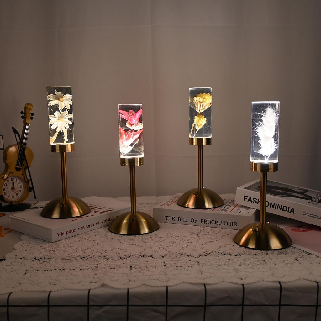 Aeon Flower Acrylic Table Lamp Bedroom Bedside Lamp Ambience Decorative Ornament Touch Switch + USB