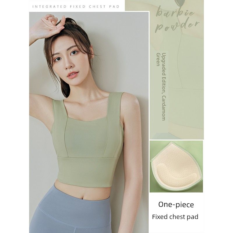 

Sports Intimates Women s Anti-Shock and Anti-SAG Fitness Running Outfit High-Strength Yoga Clothes Vest Summer One-Piece Bra Cardamom Green S